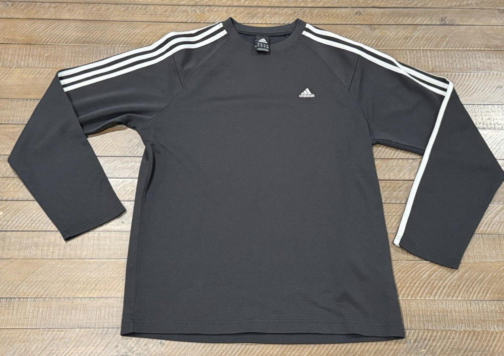 Adidas Men's Black Pullover Sweatshirt 3 Stripes Crew Neck - Men's Size M